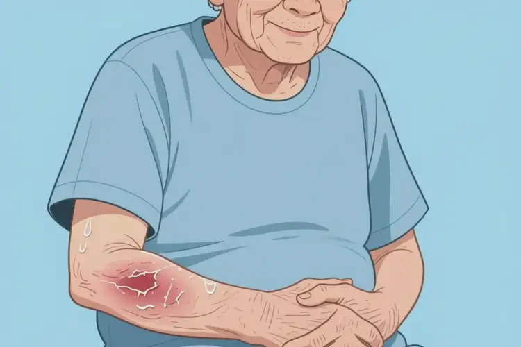 老人手臂上偶爾起濕疹不管它會自己自愈嗎(圖1)