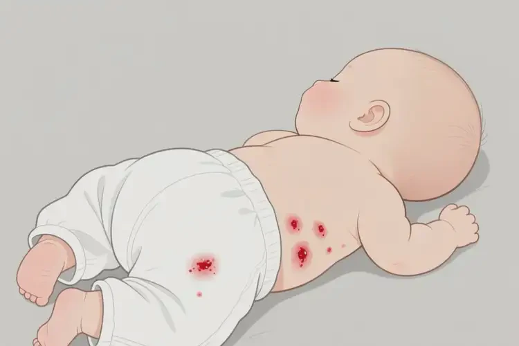 新生兒屁股上經(jīng)常長濕疹不管它會自己好嗎(圖1)