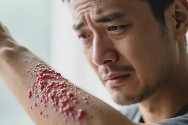 男人手臂上出現(xiàn)濕疹不管它會自己好嗎(圖4)