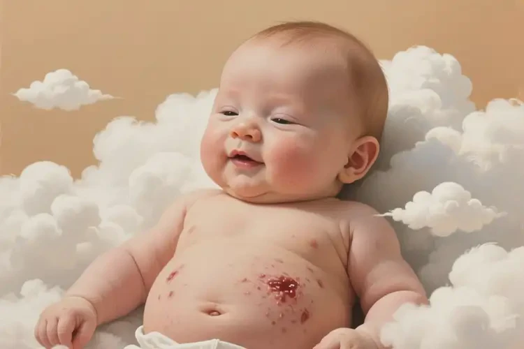 嬰兒肚子上出濕疹不管它會(huì)自己痊愈嗎(圖1)