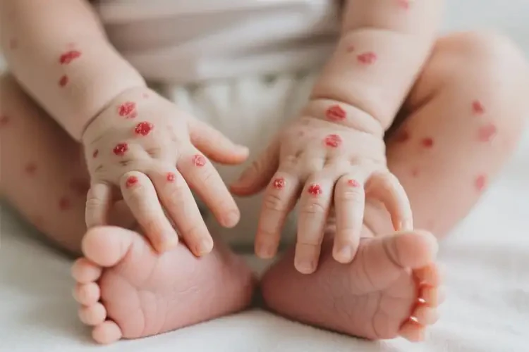 新生兒四肢長(zhǎng)濕疹不管它會(huì)自己痊愈嗎(圖1)