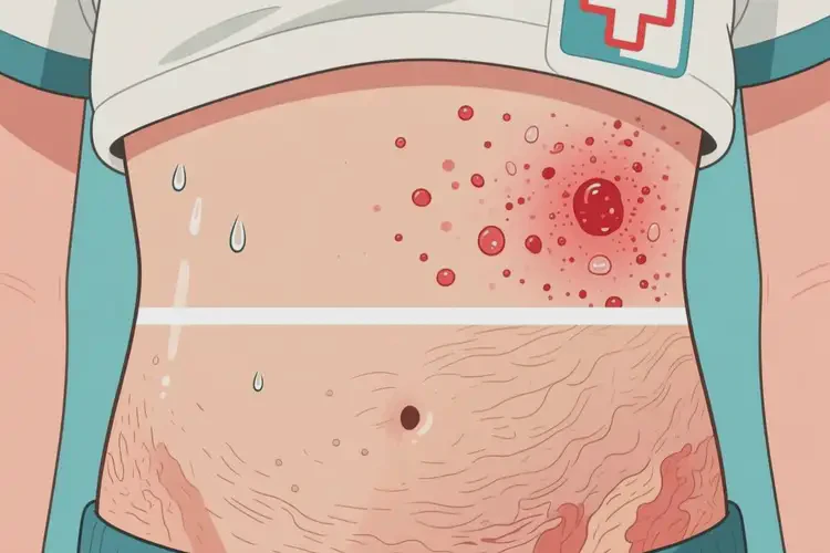 青少年肚子上偶爾起濕疹不管它會自己痊愈嗎(圖1)