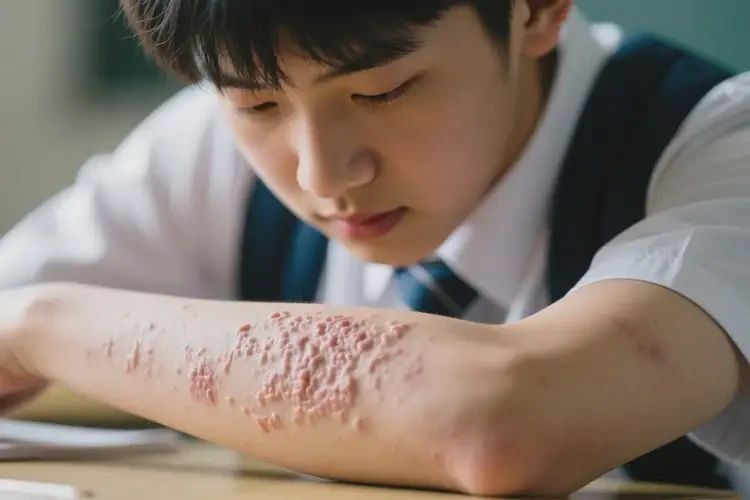 中學(xué)生手臂上起濕疹不管它會(huì)自己自愈嗎(圖2)