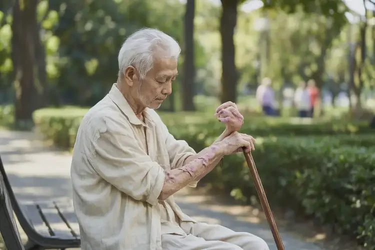 高齡老人手臂容易起濕疹不管它會(huì)自己自愈嗎(圖1)