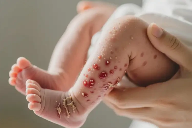 新生兒大腿上偶爾長(zhǎng)濕疹能徹底自愈嗎(圖1)