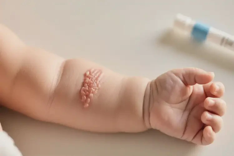 嬰幼兒手臂上起濕疹不管它會(huì)自己自愈嗎(圖1)