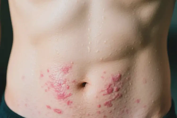 青年人肚子上偶尔起湿疹不管它会自己好吗(图2)