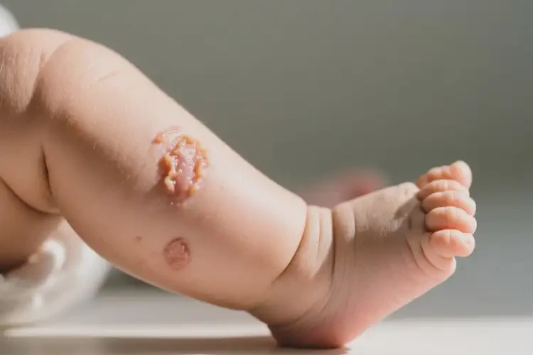 嬰幼兒小腿上偶爾起濕疹不管它會(huì)自己自愈嗎(圖1)