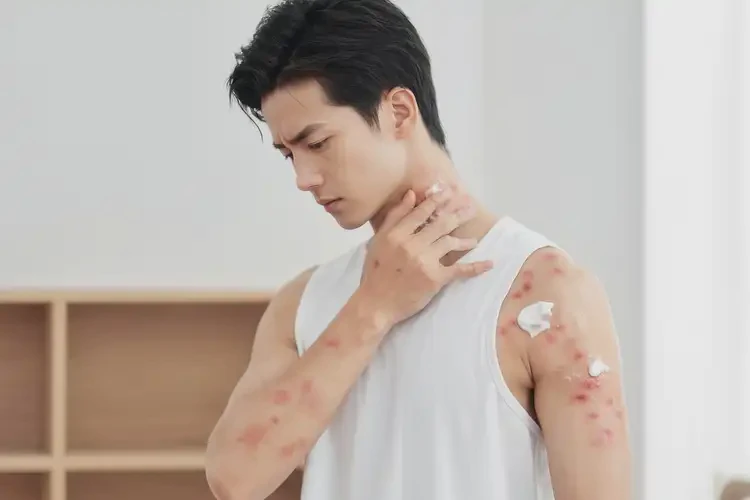 男生脖子上長濕疹不管它會(huì)自己自愈嗎(圖2)