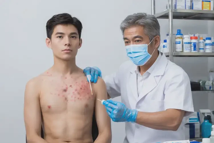 男生脖子上長濕疹不管它會(huì)自己自愈嗎(圖3)