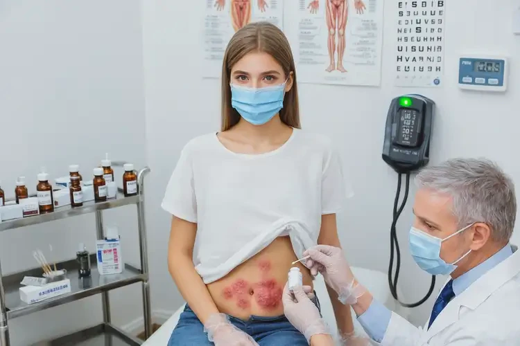 女生肚子上容易起濕疹不管它會(huì)自己自愈嗎(圖1)