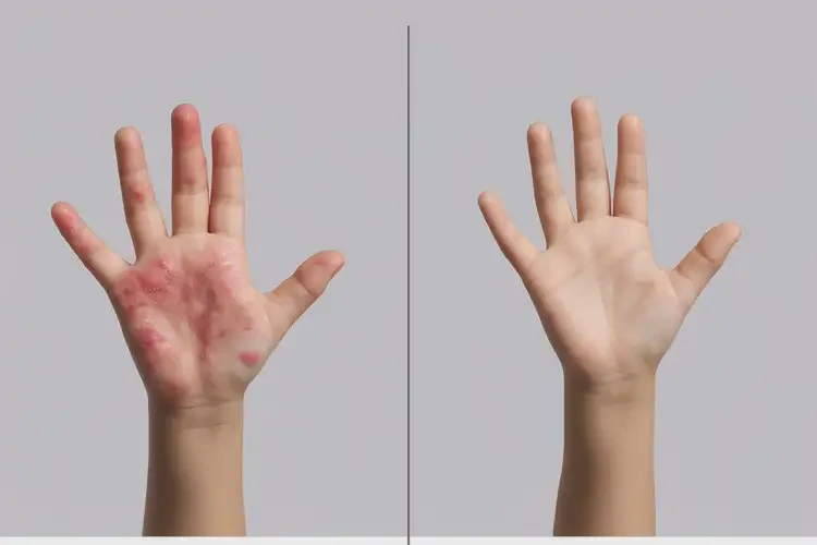 小兒手上出現(xiàn)濕疹能靠自己自愈嗎(圖1)