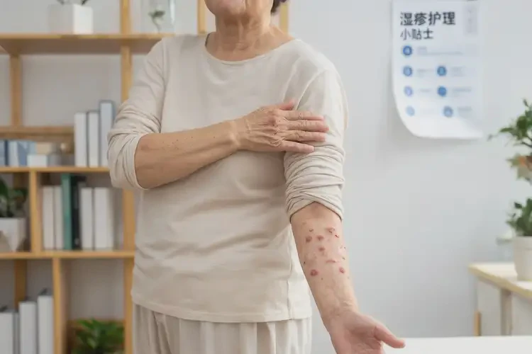 女生四肢偶爾起濕疹不管它會(huì)自己痊愈嗎(圖1)