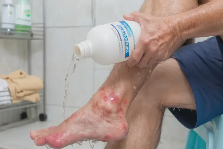 男性小腿有湿疹不管它会自己自愈吗(图1)