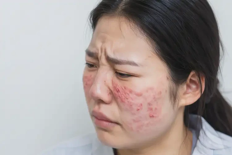 产妇面部经常长湿疹不管它会自己自愈吗(图2)