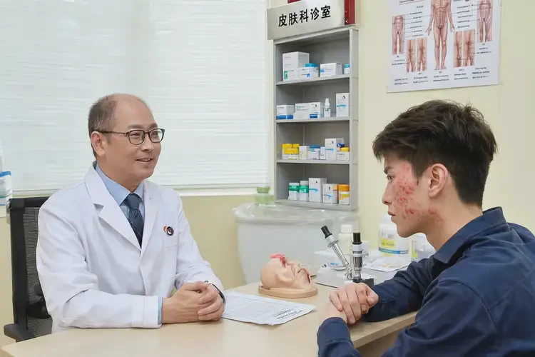 青年人面部有濕疹不管它會(huì)自己痊愈嗎(圖1)