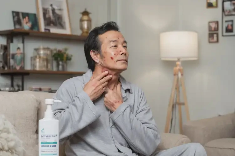 男人脖子出濕疹不管它會自己自愈嗎(圖2)
