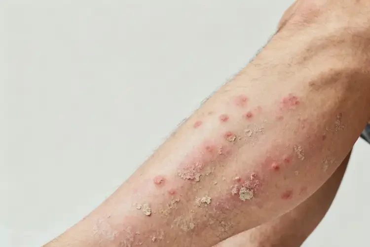 男人小腿上長濕疹不管它會自己痊愈嗎(圖1)