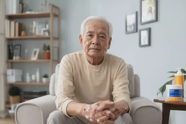 高齡老人手臂上偶爾長濕疹不管它會(huì)自己好嗎(圖1)