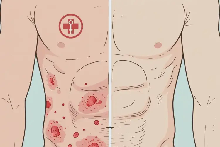 男人肚子出現(xiàn)濕疹不管它會(huì)自己好嗎(圖1)