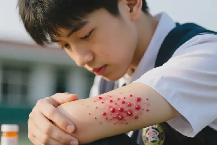 中學(xué)生手臂上起濕疹不管它會(huì)自己痊愈嗎(圖1)