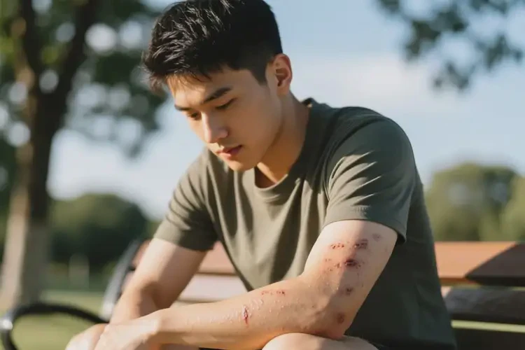 男生手臂上長濕疹能夠徹底治愈嗎(圖1)