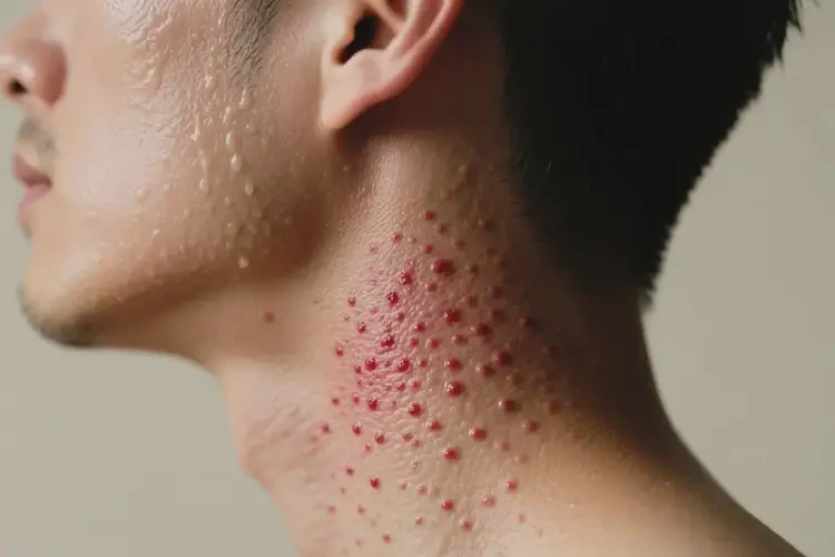 男人脖子上有濕疹不管它會(huì)自己自愈嗎(圖2)