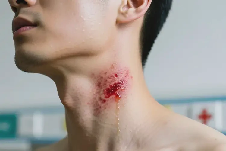 男人脖子上有濕疹不管它會(huì)自己自愈嗎(圖1)