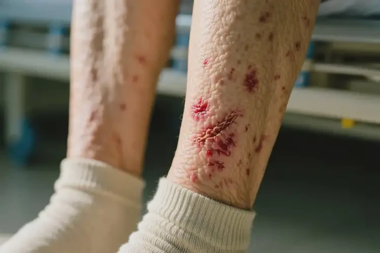 高龄老人小腿上经常长湿疹不管它会自己痊愈吗(图1)