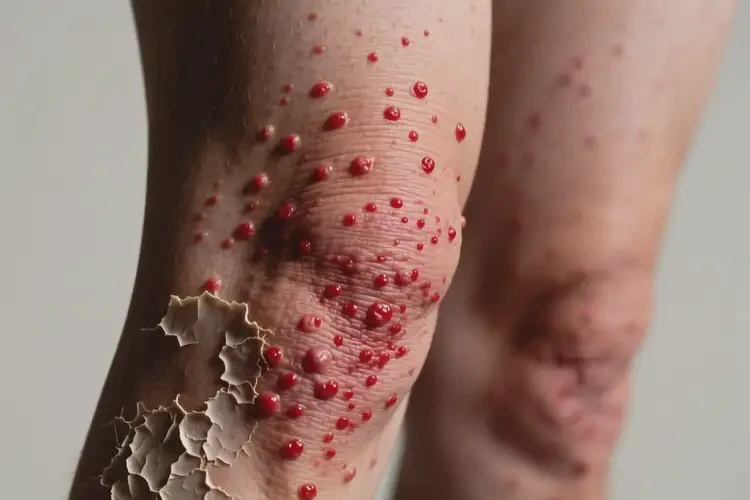 女人大腿上出濕疹不管它會自己好嗎(圖1)