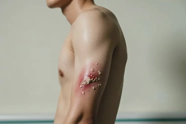 青年人手臂上起濕疹不管它會自己好嗎(圖1)