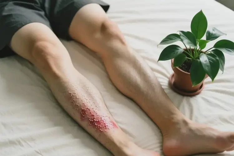 男人小腿上出現(xiàn)濕疹不管它會自己自愈嗎(圖1)