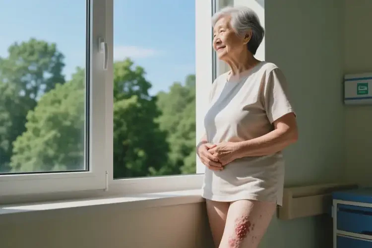 老人大腿出現(xiàn)濕疹可不可以根治(圖1)