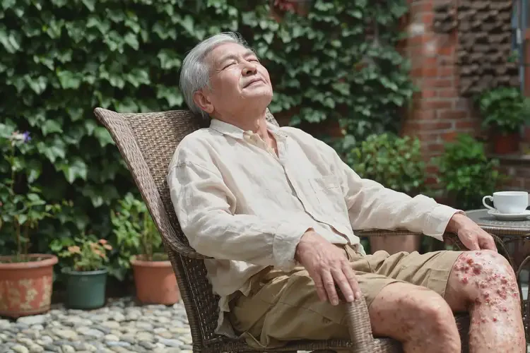 老年人大腿有濕疹不管它會(huì)自己痊愈嗎(圖1)