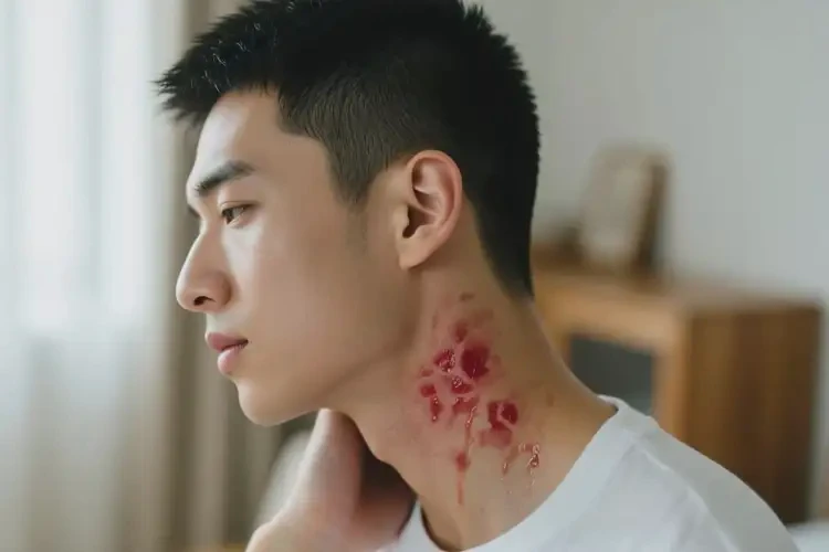 青年人脖子出濕疹不管它會(huì)自己好嗎(圖1)