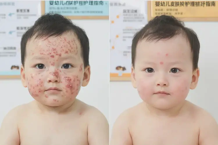 嬰兒面部經(jīng)常起濕疹不管它會(huì)自己自愈嗎(圖1)