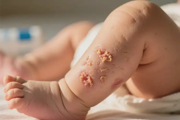 新生兒小腿上容易長濕疹不管它會(huì)自己痊愈嗎(圖2)