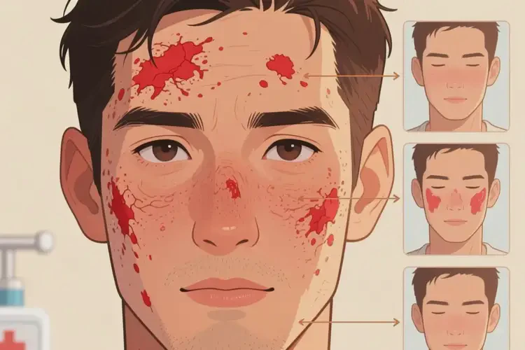 男人面部出現(xiàn)濕疹不管它會(huì)自己自愈嗎(圖1)