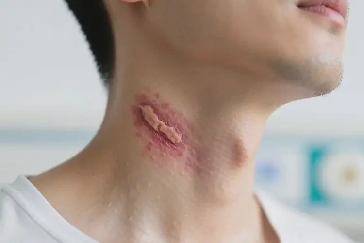 男人脖子上有濕疹不管它會(huì)自己自愈嗎(圖3)