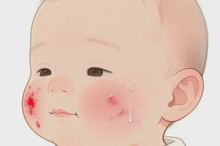 小兒面部長濕疹不管它會自己痊愈嗎(圖1)