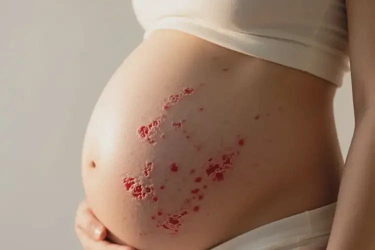 產(chǎn)婦肚子出現(xiàn)濕疹不管它會自己痊愈嗎(圖1)