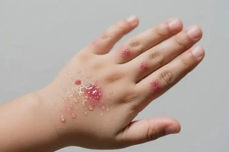 少兒手上有濕疹不管它會(huì)自己自愈嗎(圖1)