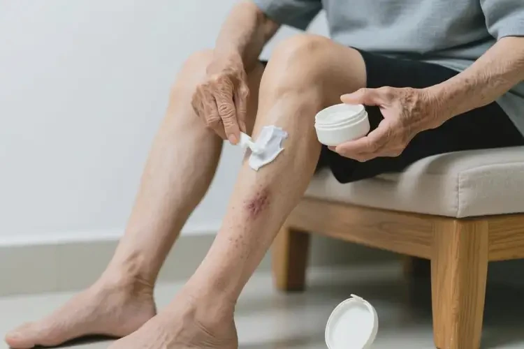 高齡老人大腿上出現(xiàn)濕疹能不能根治(圖1)