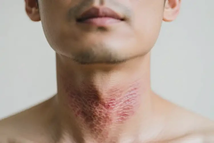 男人脖子上有濕疹不管它會(huì)自己自愈嗎(圖4)
