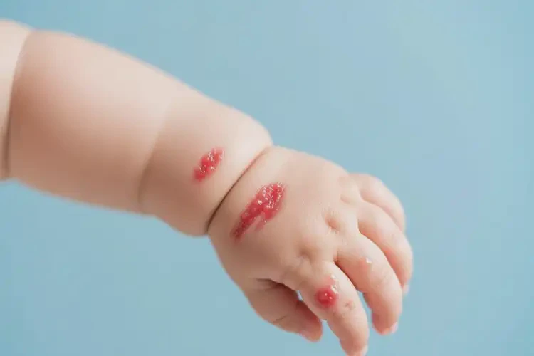 寶寶手臂上出現(xiàn)濕疹不管它會(huì)自己好嗎(圖2)