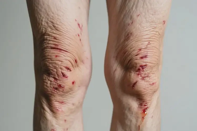 老人大腿上經(jīng)常起濕疹不管它會(huì)自己自愈嗎(圖1)