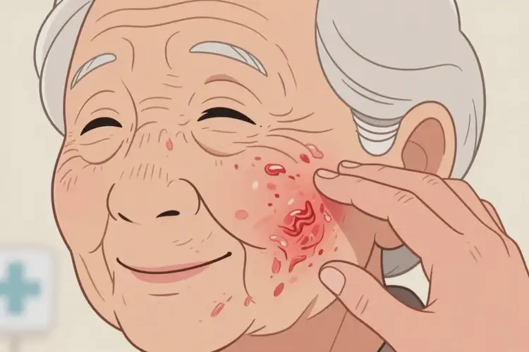 老人面部偶爾長(zhǎng)濕疹可不可以根治(圖1)