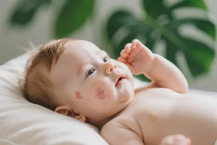 小儿面部偶尔起湿疹不管它会自己自愈吗(图1)