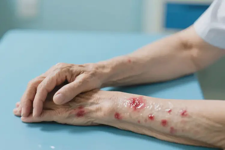 老年人手臂有湿疹不管它会自己自愈吗(图1)