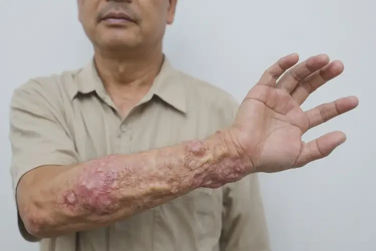 男人手臂出現(xiàn)濕疹可不可以徹底自愈(圖2)